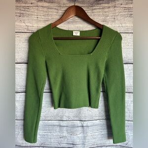 Abercrombie & Fitch green heavyweight ribbed square neck top size XS